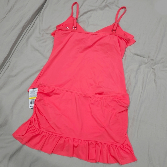 Kenneth Cole Reaction Coral Pink Swim 2 Piece with Ruffle Accents, Nwt, Size M - Picture 8 of 15